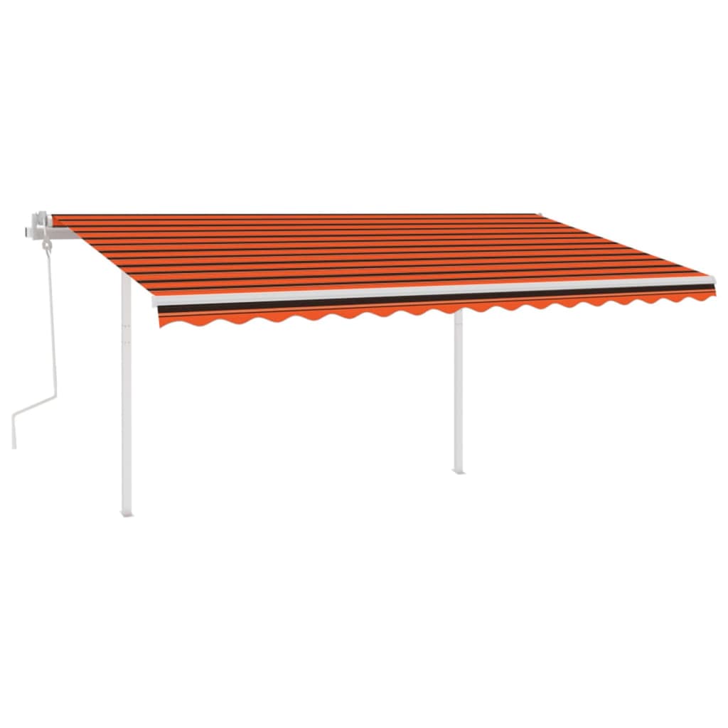 Vidaxl luifel mit den Posts 4x3 m orange und braun manuell ausziehbar