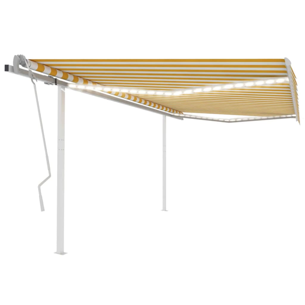 Vidaxl luifel manuell ausziehbar mit LED 4x3 m gelb und weiß