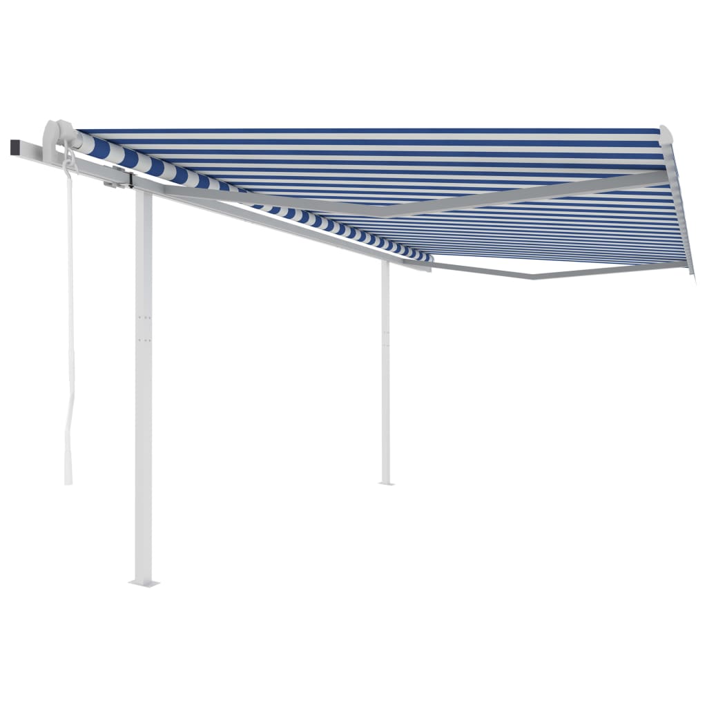 Vidaxl Luifel exponierbar mit Posts 4x3 m blau und weiß