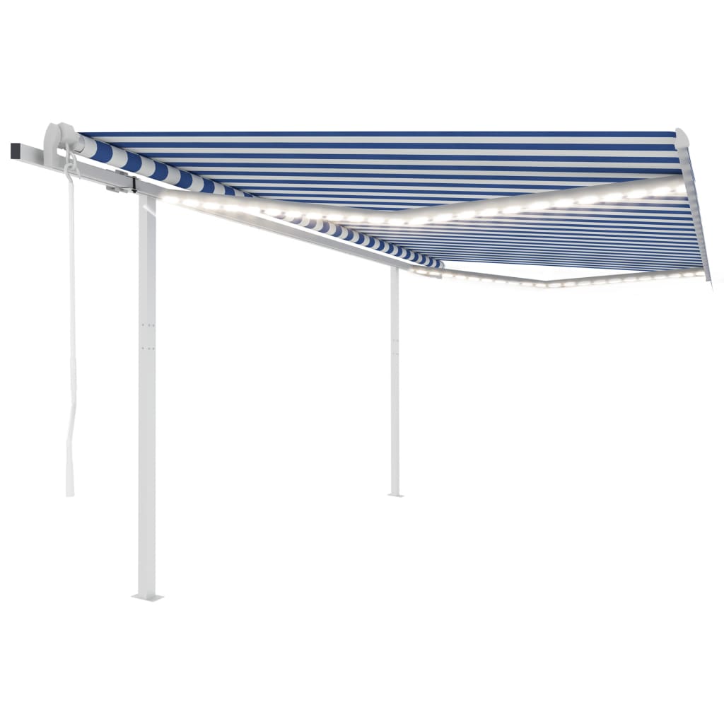 Vidaxl Luifel Automatik mit LED- und Windsensor 4x3 m blau und weiß