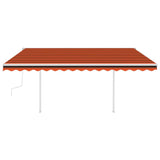 Vidaxl Luifel mit den Posts 4,5x3 M orange und braun manuell ausziehbar