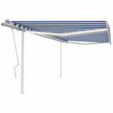 Vidaxl luifel manuell ausziehbar mit LED 4,5x3 m blau und weiß