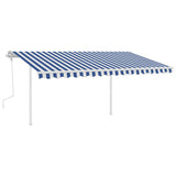 Vidaxl luifel manuell ausziehbar mit LED 4,5x3 m blau und weiß