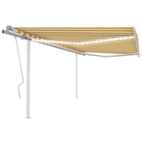 Vidaxl luifel manuell ausziehbar mit LED 4,5x3 m gelb und weiß