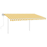 Vidaxl luifel manuell ausziehbar mit LED 4,5x3 m gelb und weiß