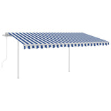Vidaxl Luifel exponierbar mit Posts 4,5x3 m blau und weiß