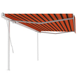 Vidaxl luifel mit den Pfosten 5x3 m orange und braun manuell ausziehbar