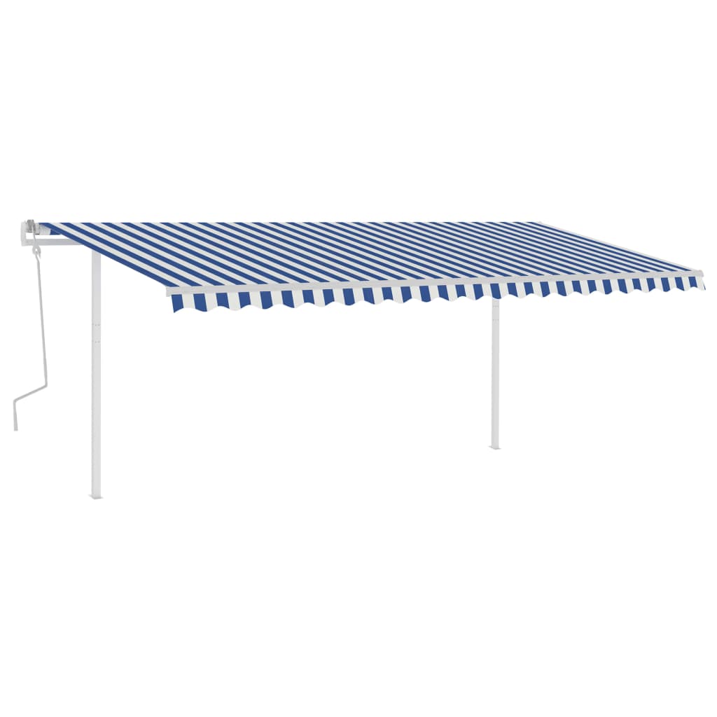 Vidaxl Luifel manuell ausziehbar mit LED 5x3 m blau und weiß