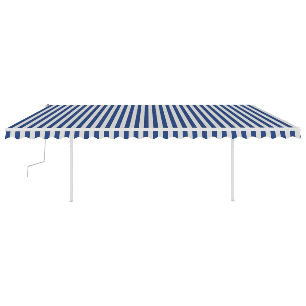 Vidaxl Luifel manuell ausziehbar mit LED 5x3 m blau und weiß