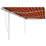 Vidaxl luifel manuell ausziehbar mit den Pfosten 6x3 m orange und braun