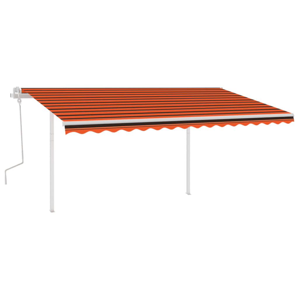 Vidaxl luifel mit Posts 4x3,5 M orange und braun manuell ausziehbar
