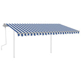 Vidaxl luifel manuell ausziehbar mit Posts 4,5x3,5 m blau und weiß