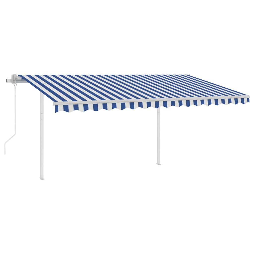 Vidaxl Luifel exponierbar mit Posts 4,5x3,5 m blau und weiß