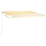 Vidaxl Luifel Automatik mit LED- und Windsensor 4,5 x 3,5 m gelb und weiß