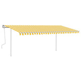 Vidaxl luifel manuell ausziehbar mit LED 5x3,5 m gelb und weiß