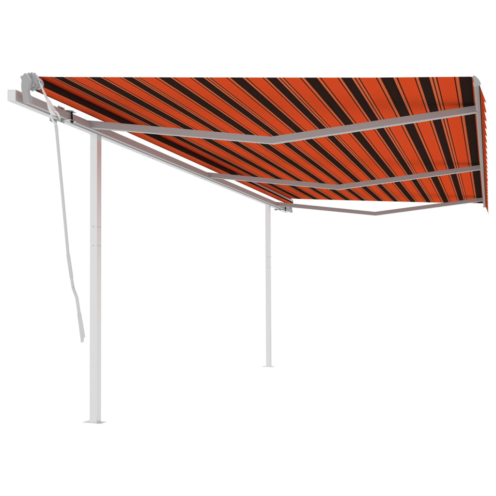 Vidaxl luifel mit den Posts 6x3,5 m orange und braun manuell ausziehbar