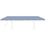 Vidaxl Luifel manuell ausziehbar mit LED 6x3,5 m blau und weiß