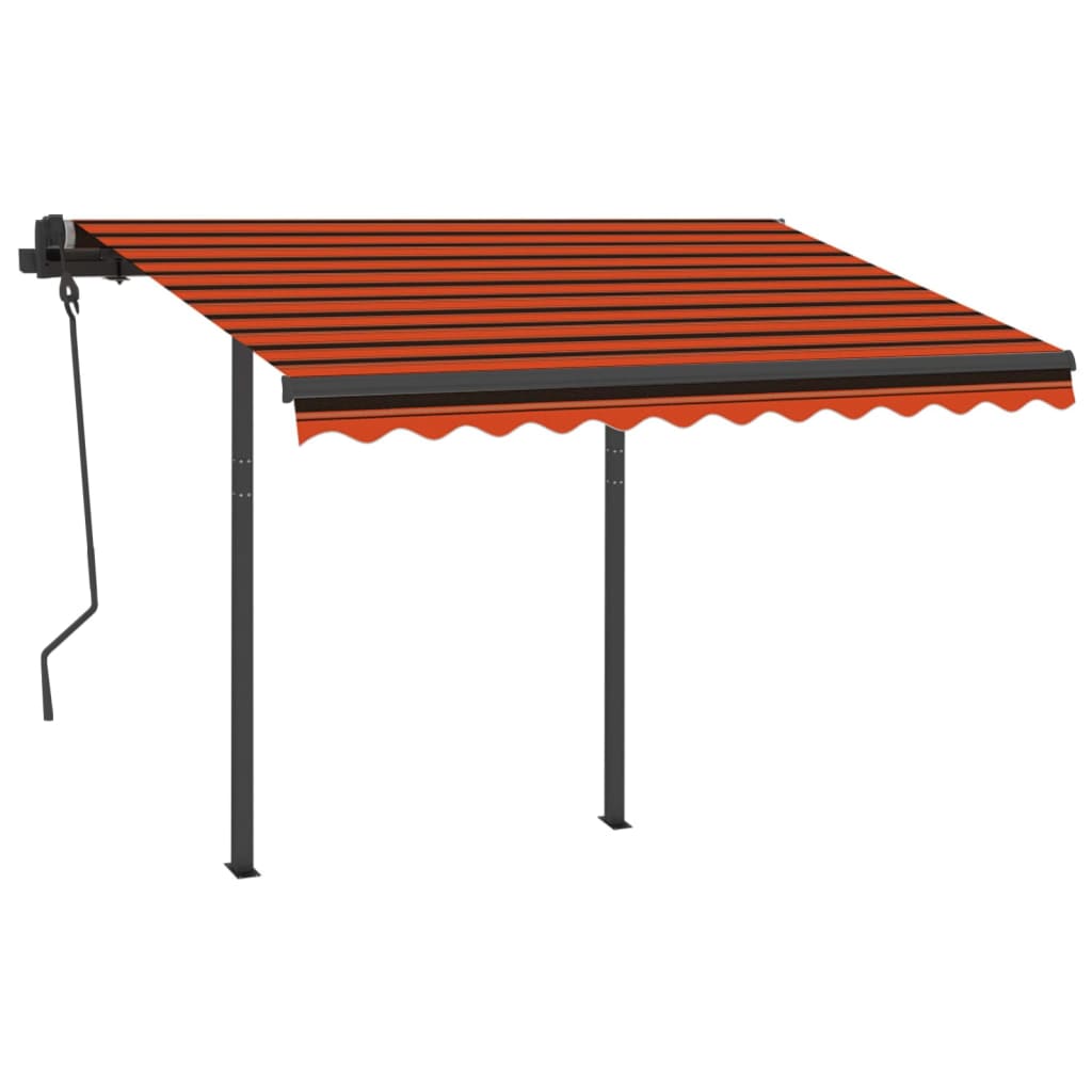 Vidaxl Luifel mit LED 3x2,5 M orange und braun manuell ausziehbar