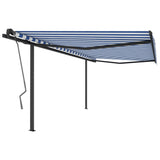 VidaXL Markise manuell ausziehbar mit Pfosten 4x3 m blau und weiß