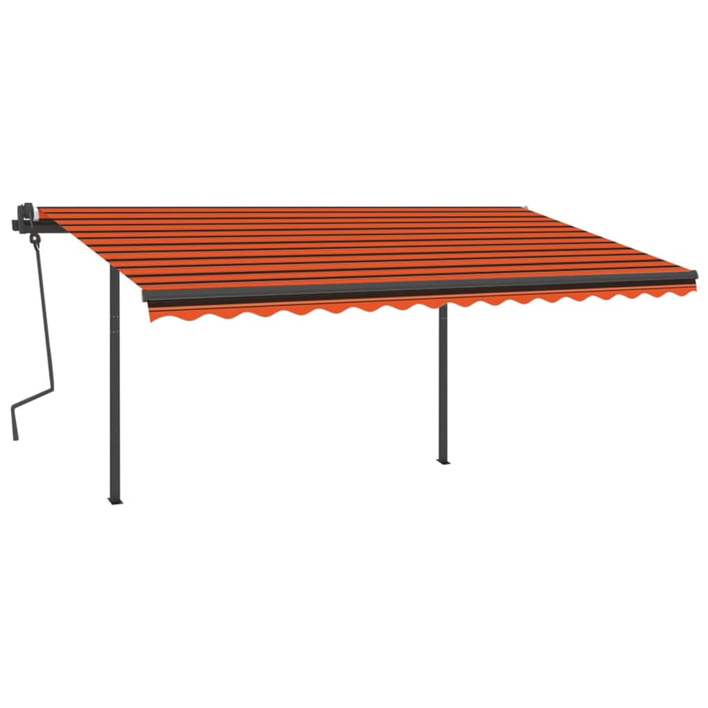 VidaXL Markise manuell ausziehbar mit Pfosten 4x3 m Orange und Braun