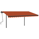 VidaXL Markise manuell ausziehbar mit Pfosten 4x3 m Orange und Braun