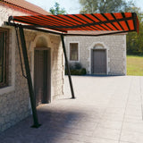 VidaXL Markise manuell ausziehbar mit Pfosten 4x3 m Orange und Braun