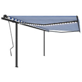 VidaXL Markise manuell ausziehbar mit LED 4x3 m blau und weiß