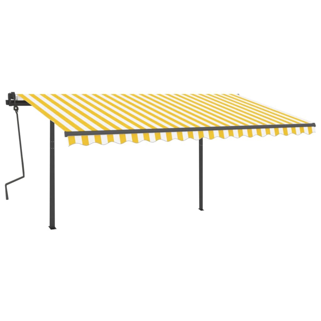 VidaXL Markise manuell ausziehbar mit LED 4x3 m Gelb und Weiß