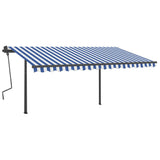 VidaXL Markise Automatik mit LED und Windsensor 4x3 m Blau und Weiß