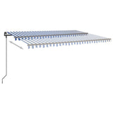 VidaXL Markise manuell ausziehbar mit LED 5x3 m blau und weiß