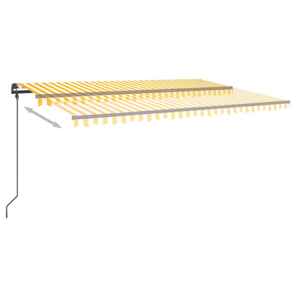 VidaXL Markise manuell ausziehbar mit LED 5x3 m Gelb und Weiß