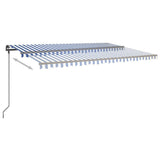 VidaXL Markise Automatik mit LED und Windsensor 5x3 m Blau und Weiß
