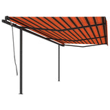 Vidaxl luifel manuell ausziehbar mit den Pfosten 6x3 m orange und braun