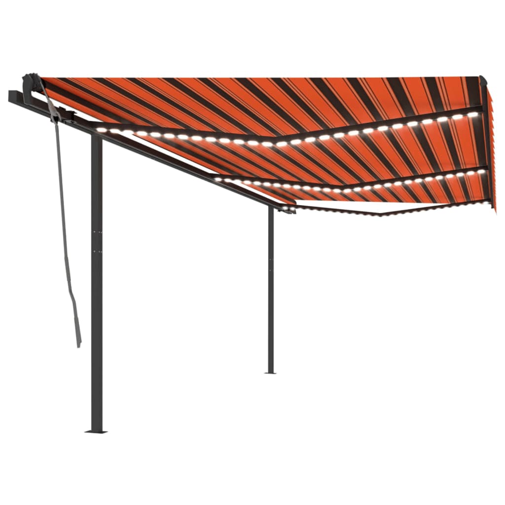 Vidaxl luifel mit LED 6x3 m orange und braun manuell ausziehbar