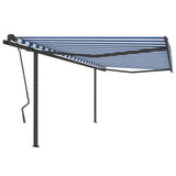 VidaXL Markise manuell ausziehbar mit Pfosten 4x3,5 m blau und weiß