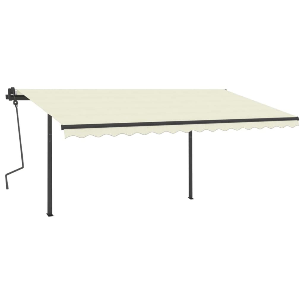 VidaXL Manuell ausziehbare Markise mit Stangen 4x3,5 m cremefarben