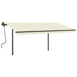 VidaXL Manuell ausziehbare Markise mit Stangen 4x3,5 m cremefarben