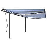 VidaXL Markise manuell ausziehbar mit LED 4x3,5 m Blau und Weiß