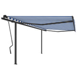 VidaXL Markise manuell ausziehbar mit Pfosten 4,5x3,5 m blau und weiß