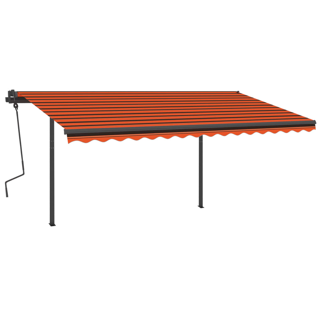 VidaXL Markise mit Stangen manuell ausziehbar 4,5x3,5m Orange und Braun