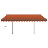 VidaXL Markise mit Stangen manuell ausziehbar 4,5x3,5m Orange und Braun
