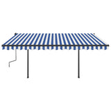 VidaXL Markise manuell ausziehbar mit LED 4,5x3,5 m blau und weiß