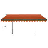 VidaXL Markise manuell ausziehbar mit LED 4,5x3,5 m Orange und Braun
