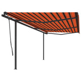 Vidaxl luifel mit den Posts 6x3,5 m orange und braun manuell ausziehbar