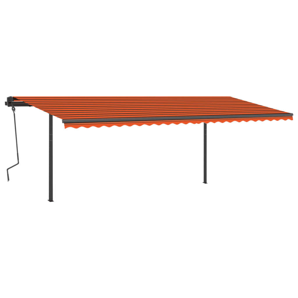 Vidaxl luifel mit den Posts 6x3,5 m orange und braun manuell ausziehbar