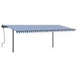 Vidaxl Luifel manuell ausziehbar mit LED 6x3,5 m blau und weiß