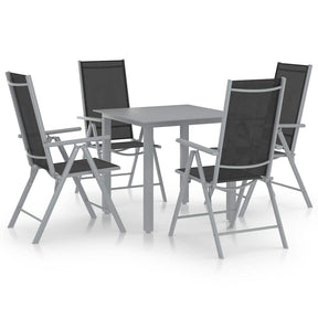 Vidaxl 5-delige tuinset aluminium zilverkleurig en zwart