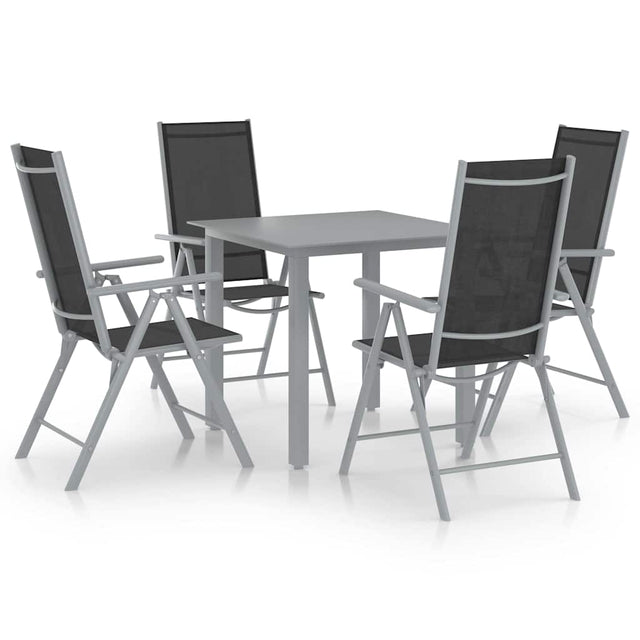 Vidaxl 5-delige tuinset aluminium zilverkleurig en zwart