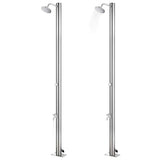 Vidaxl Outdoor -Dusche mit brauner Basis 220 cm Edelstahl