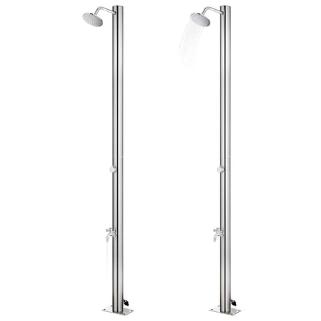 Vidaxl Outdoor -Dusche mit brauner Basis 220 cm Edelstahl
